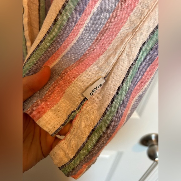 Orvis linen Striped Button-Up Shirt - Picture 5 of 6